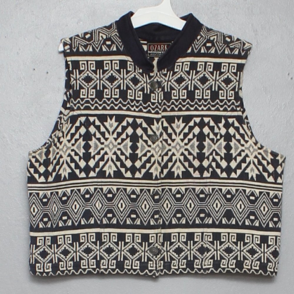 Vintage Ozark Mountain Jean Company heavy cotton patterned vest